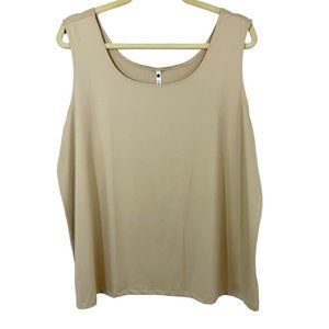 NEW Leo & Nicole Nude Tank Top Round Neckline Sleeveless Nylon Spandex Size 2X